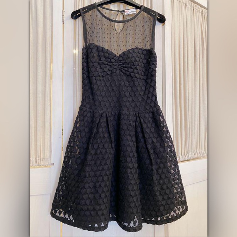 RED Valentino Lace Heart Pattern Mini Dress